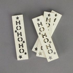 HOHOHO feliratos biléta 4db/csomag - fehér csillámos