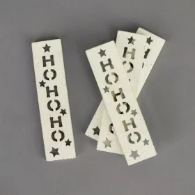 HOHOHO feliratos biléta 4db/csomag - fehér csillámos