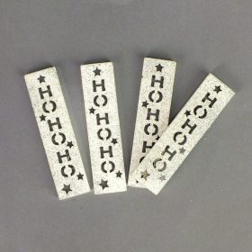 HOHOHO feliratos biléta 4db/csomag - ezüst csillámos