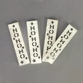 HOHOHO feliratos biléta 4db/csomag - ezüst csillámos