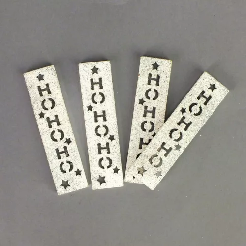 HOHOHO feliratos biléta 4db/csomag - ezüst csillámos