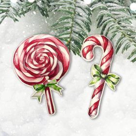 Nyomtatott dekorkarton - Karácsonyi nyalókák 2db