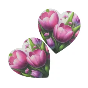 Nyomtatott fa tábla - Tulipános szív 10cm 2db/csomag