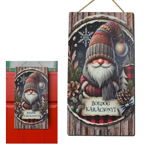 Nyomtatott fa tábla - Boldog karácsonyt 13x24,3cm