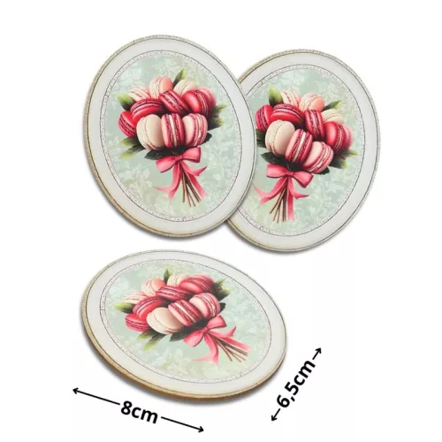 Nyomtatott dekorkarton - Macaron csokor ovál tábla 3db/cs