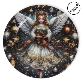 Műanyag kerek tálca angyalkás 33cm