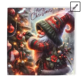   Műanyag négyszögletű tálca Karácsonyfát díszítő manó 30x30cm