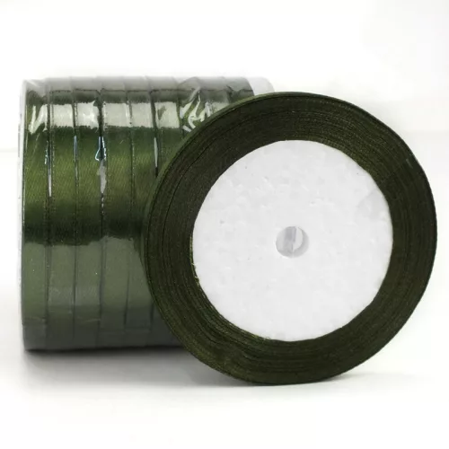 Fenyőzöld szatén szalag 6mm 10 tekercs - OKOSÁR!