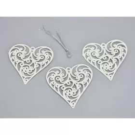 Fehér áttört szív csillámos 3db/csomag