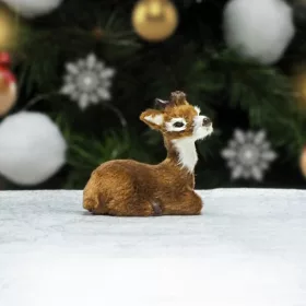 Őzike ülő barna prémium 6cm