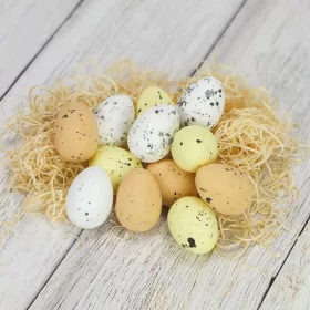   Festett polisztirol tojás természetes színek 3cm x 4cm 12db/csomag