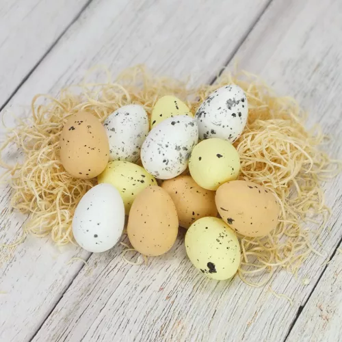 Festett polisztirol tojás természetes színek 3cm x 4cm 12db/csomag