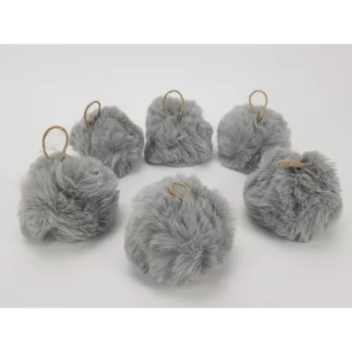 Pihe-puha szőrgombóc 8cm 6db/cs szürke