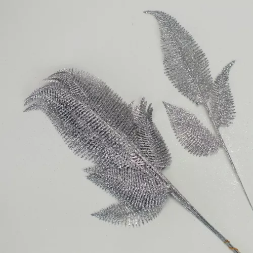 Csillámos toll levél ezüst  10db/csomag 