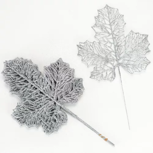 Csillámos juharlevél ezüst 10db/cs