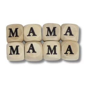     Nyomtatott fa  dobókocka natúr - MAMA felirattal 2szett/csomag