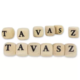    Nyomtatott fa  dobókocka natúr - TAVASZ felirattal 2szett/csomag