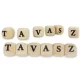   Nyomtatott fa  dobókocka natúr - TAVASZ felirattal 2szett/csomag