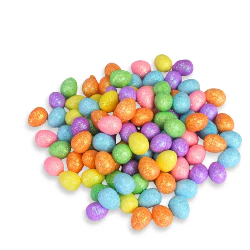Csillámos polisztirol tojás vegyes színek 1,5*1,8cm 100db/cs
