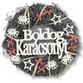 Ajtókopogtató "Boldog Karácsonyt" szürke 30cm