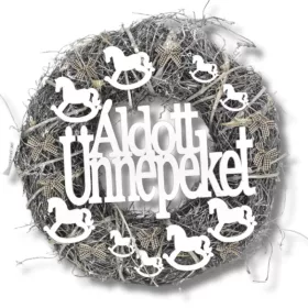 Ajtókopogtató "Áldott Ünnepeket" szürke 30cm