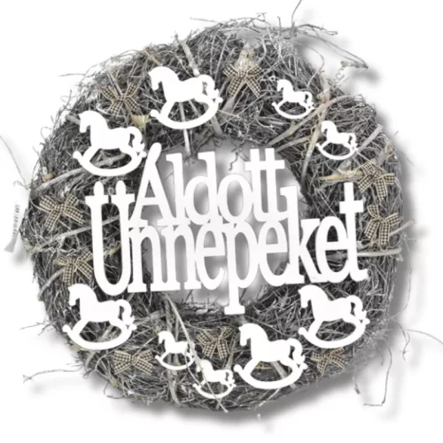 Ajtókopogtató "Áldott Ünnepeket" szürke 30cm