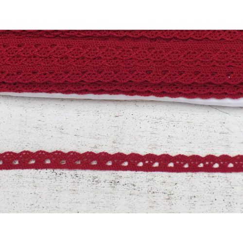 Meggyszín pamut csipke 1cm*2méter
