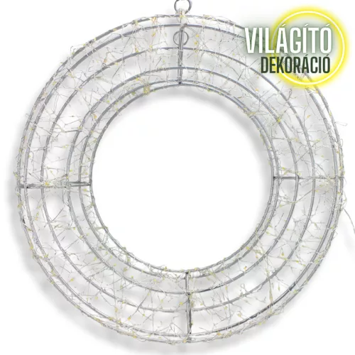Világító koszorú - arany 38cm
