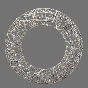 Világító koszorú - ezüst 30cm, időzítővel