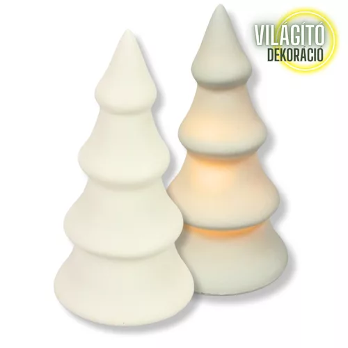 Világító porcelán fenyő 13cm
