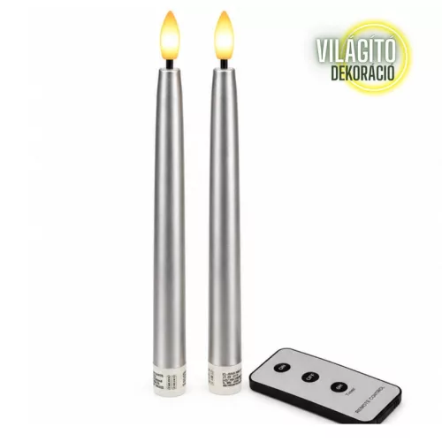 Led vacsoragyertya 2db - ezüst - élethű láng/időzítős 