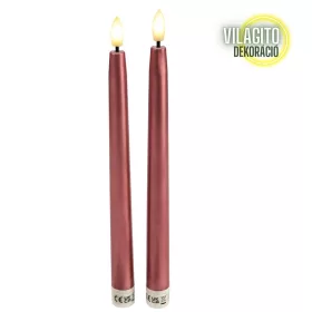   Led vacsoragyertya 2db - metál bordó - élethű láng/időzítős
