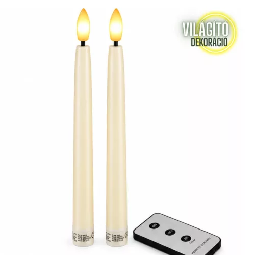 Led vacsoragyertya 2db - krém - élethű láng/időzítős 27cm
