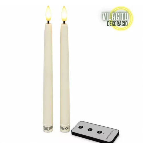 Led vacsoragyertya 2db - fehér - élethű láng/időzítős 