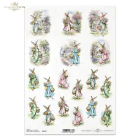 Rizspapír A4 decoupage-hoz nyuszis húsvét