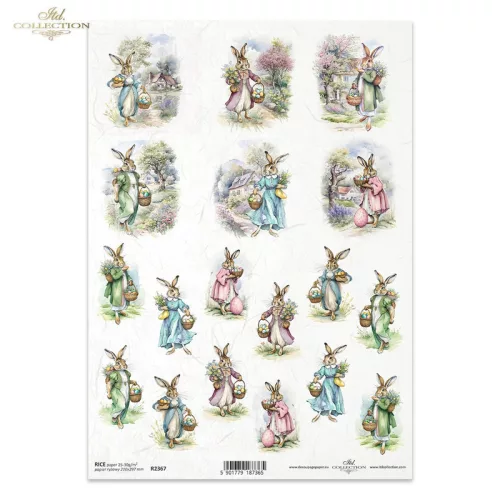 Rizspapír A4 decoupage-hoz nyuszis húsvét