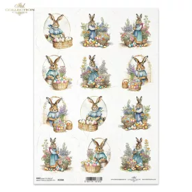 Rizspapír A4 decoupage-hoz nyuszis húsvét