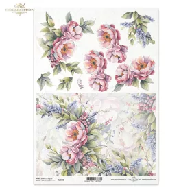 Rizspapír A4 decoupage-hoz színes virágok