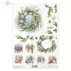 Rizspapír decoupage-hoz karácsony koszorú A4