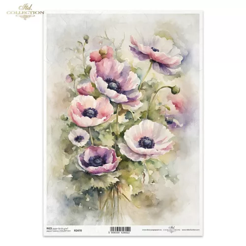 Rizspapír decoupage-hoz virág virágcsokor A4