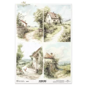 Rizspapír decoupage-hoz vintage cottage otthon A4