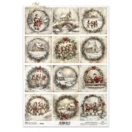 Rizspapír decoupage-hoz télapó mikulás keretek karácsony A4