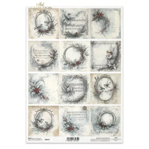 Rizspapír decoupage-hoz vintage keretek A4
