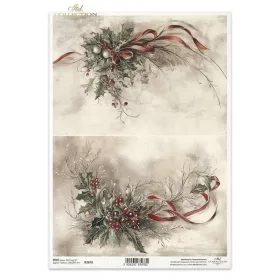 Rizspapír decoupage-hoz fagyöngy karácsony A4