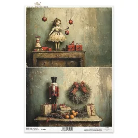 Rizspapír decoupage-hoz vintage ajándék figurák A4