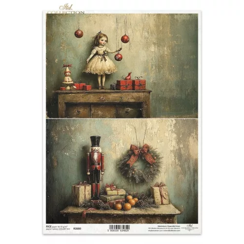 Rizspapír decoupage-hoz vintage ajándék figurák A4