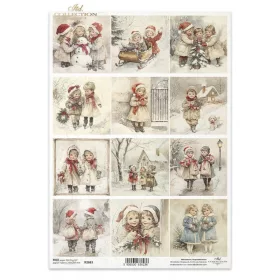 Rizspapír decoupage-hoz tél karácsony gyerekek A4