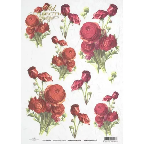 Rizspapír decoupage-hoz rózsák A4