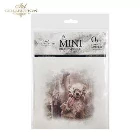   Rizspapír decoupage-hoz - Vintage Teddy mackók  14,8x14,8cm 6db/cs