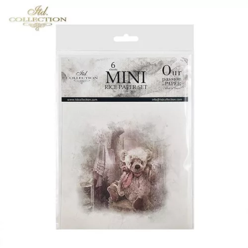 Rizspapír decoupage-hoz - Vintage Teddy mackók  14,8x14,8cm 6db/cs